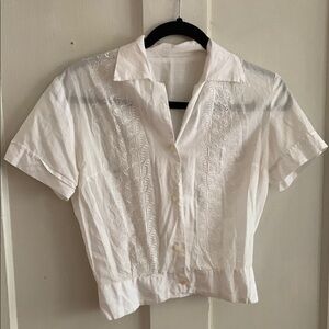 Vintage White Embroidered Women's Top